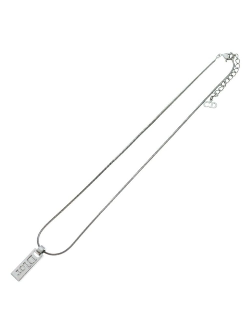 Dior Logo Bar Pendant Snake Chain Silver - Picture 2 of 6